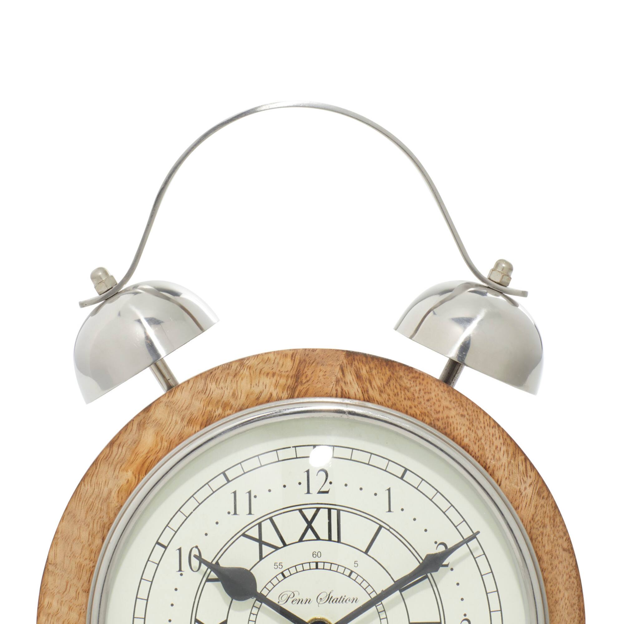 10" Brown Mango Wood & Aluminum Clock